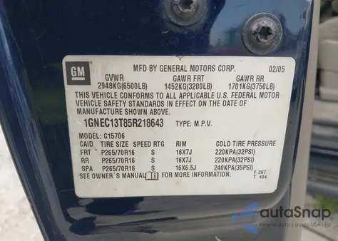 2005 Chevrolet Tahoe Ls из США, поврежденный, VIN 1GNEC13T85R218643